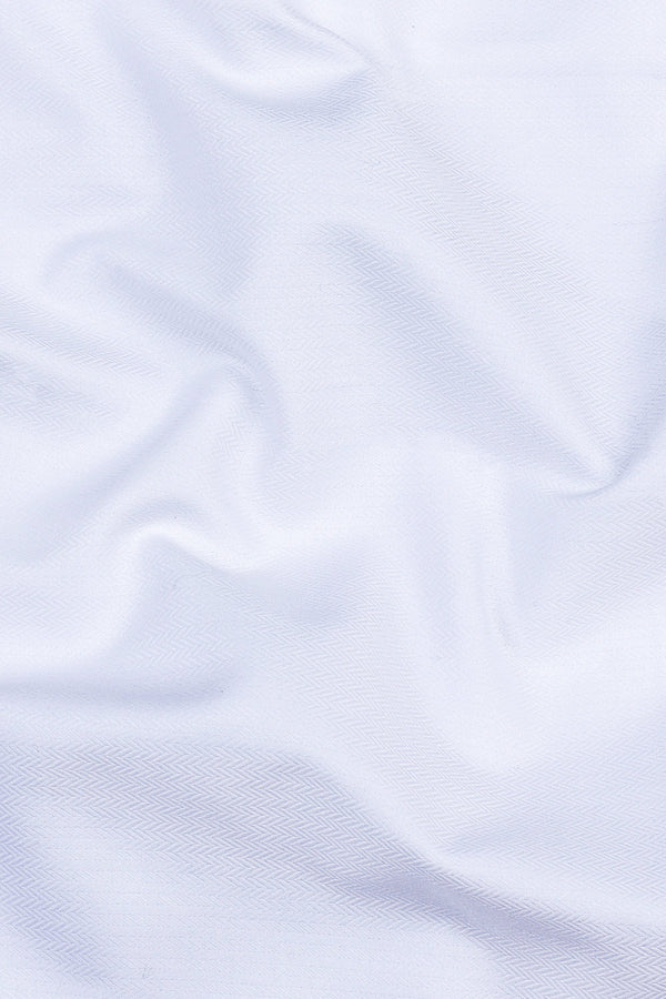 Camellia White herringbone texture cotton shirt