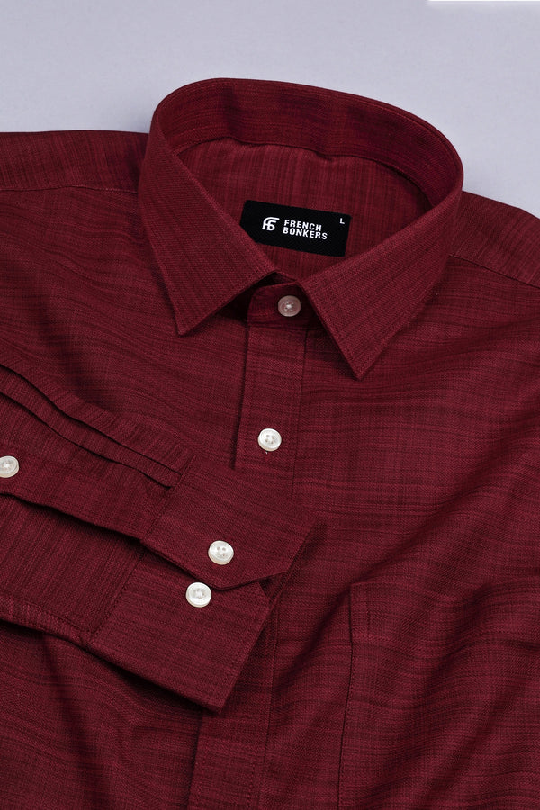 Carmine red amsler linen cotton shirt