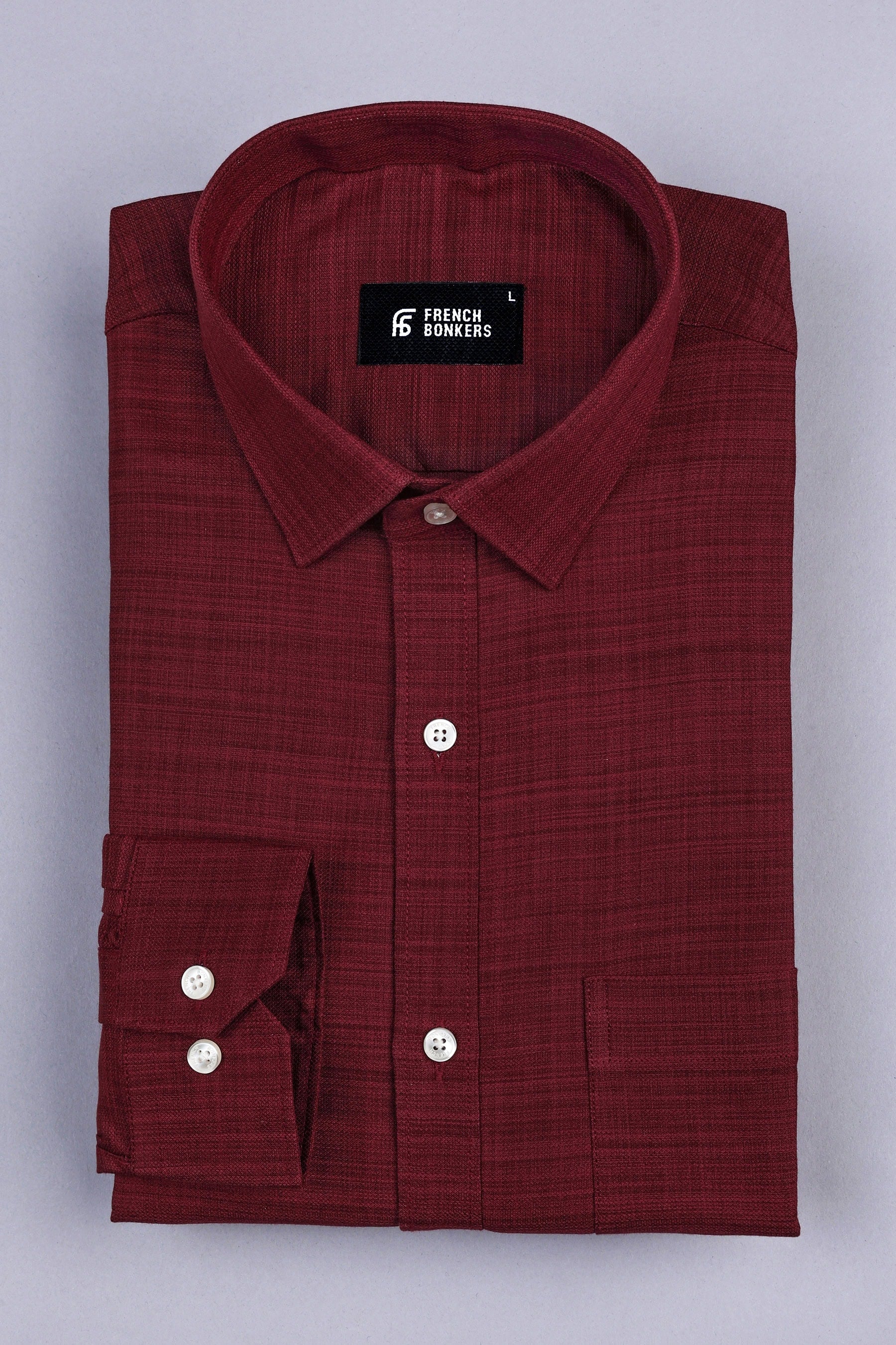 Carmine red amsler linen cotton shirt