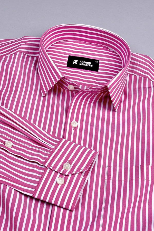 Dark Pink with white pencil stripe shirt