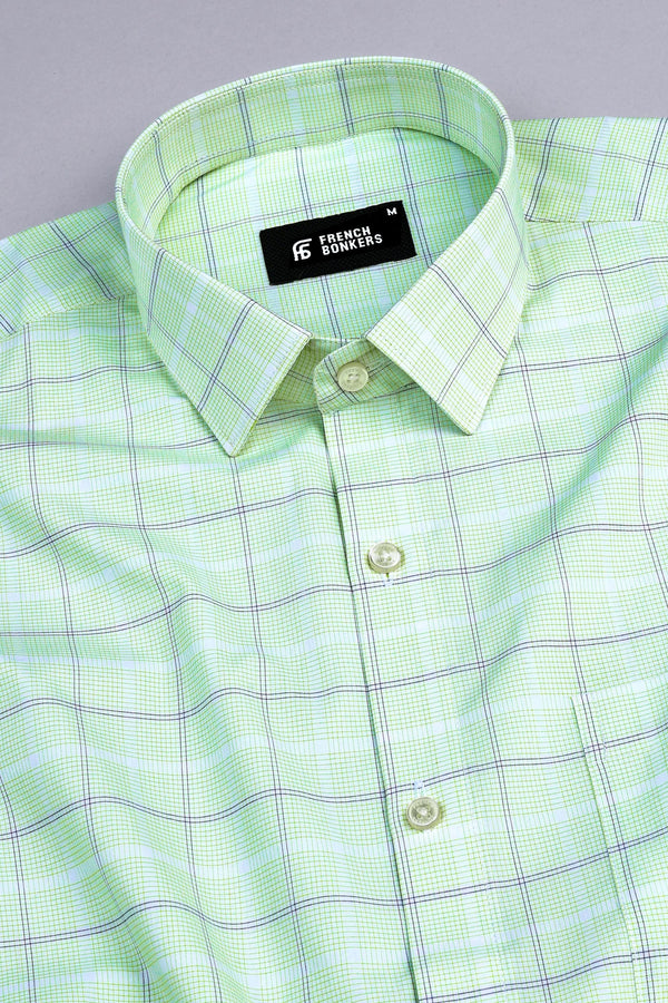 Parrot with purple box lines micro check shirt