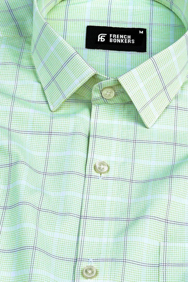 Parrot with purple box lines micro check shirt