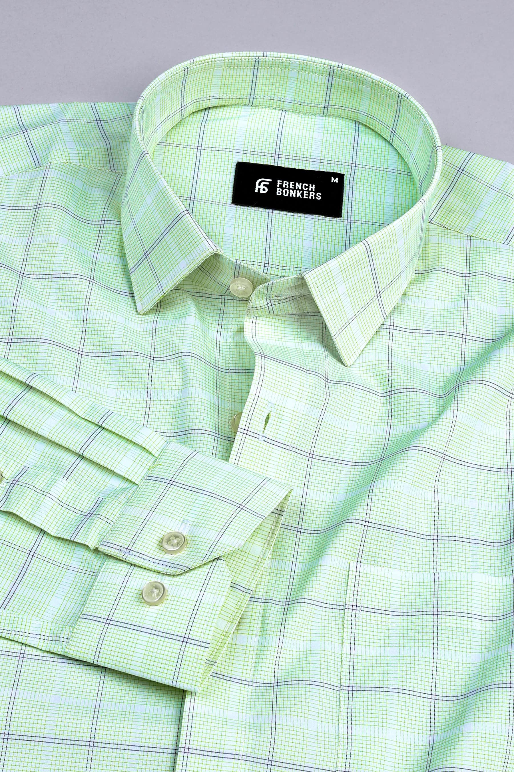 Parrot with purple box lines micro check shirt