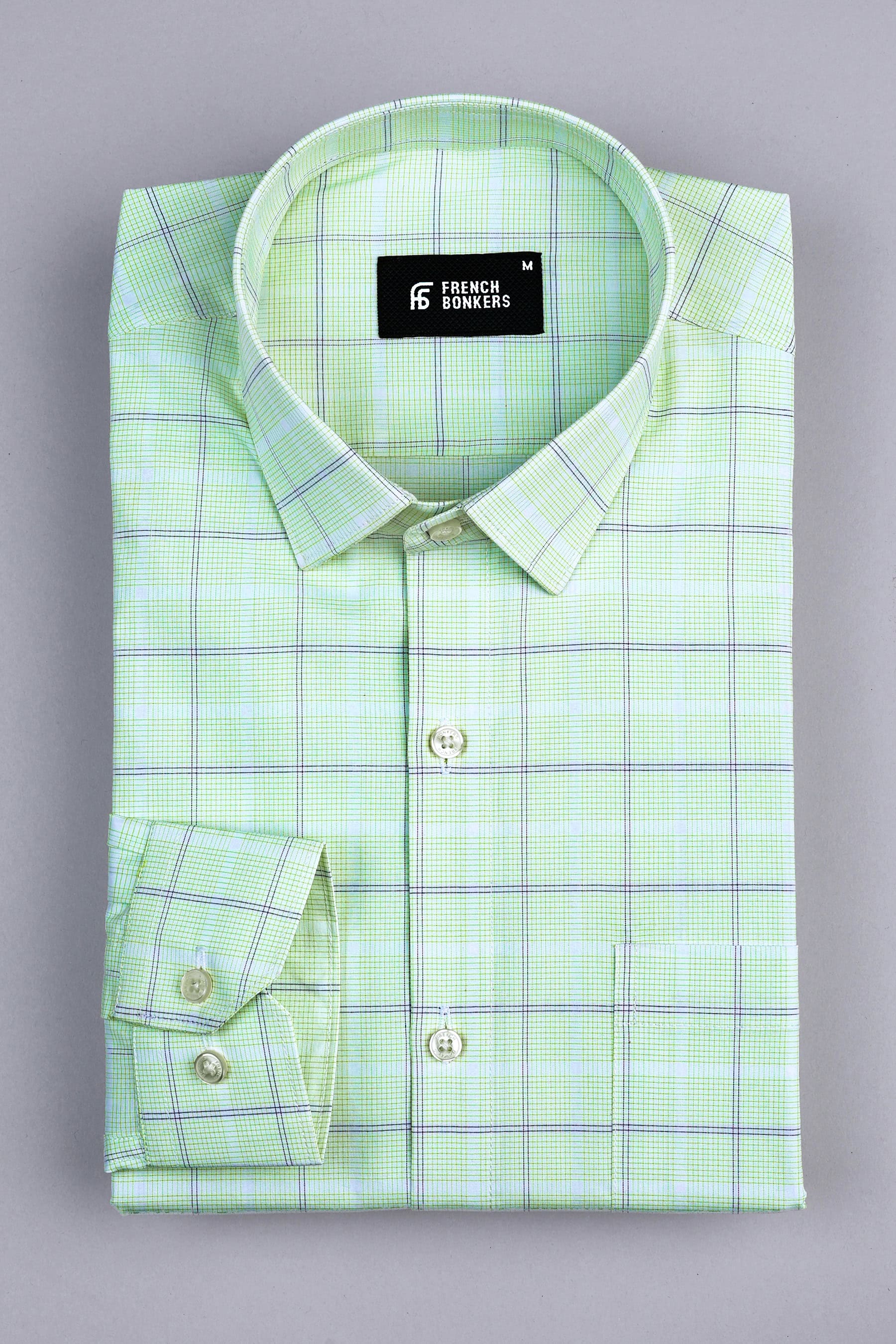 Parrot with purple box lines micro check shirt