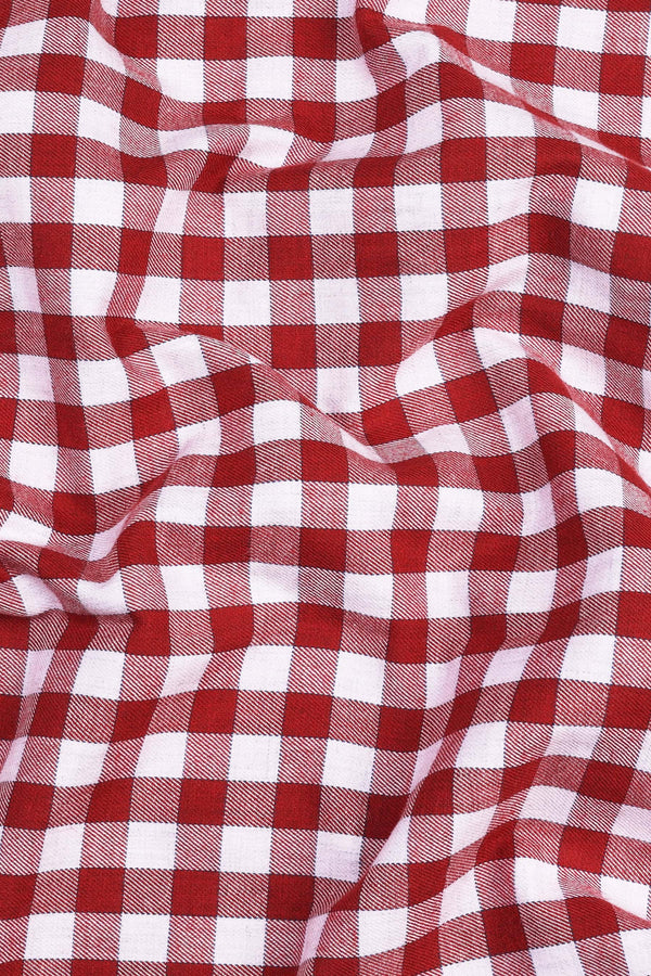 Charry red with cream twill texture check shirt