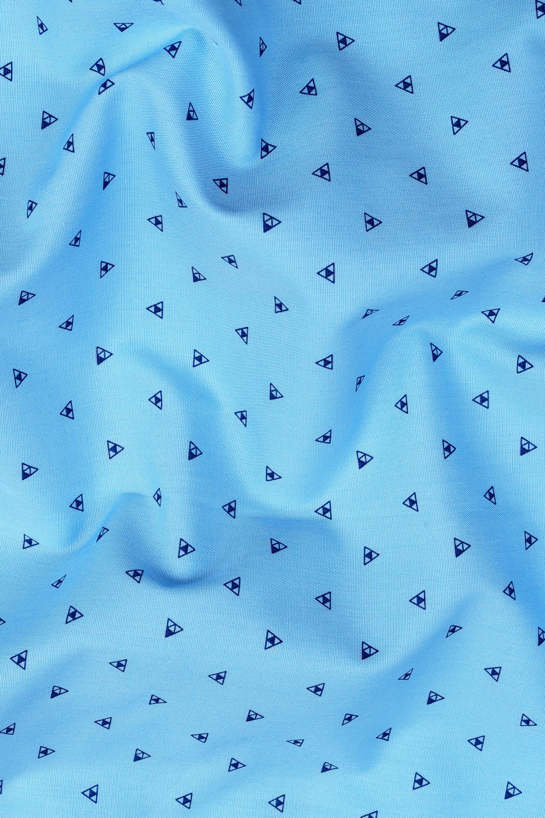 Sky blue with dark blue up down triangle printed shirt