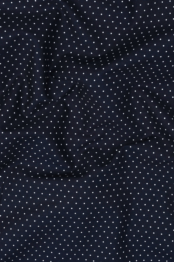 Dark blue with white dot polka printed shirt