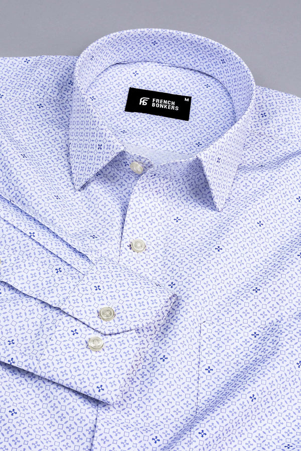 White with columbia blue spinnar with square printed shirt