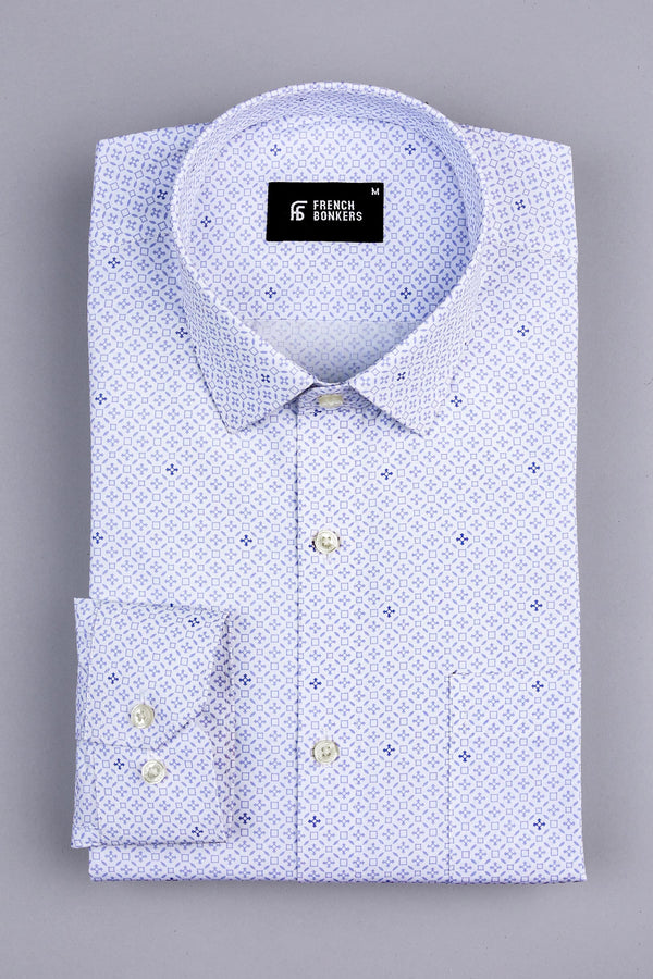 White with columbia blue spinnar with square printed shirt