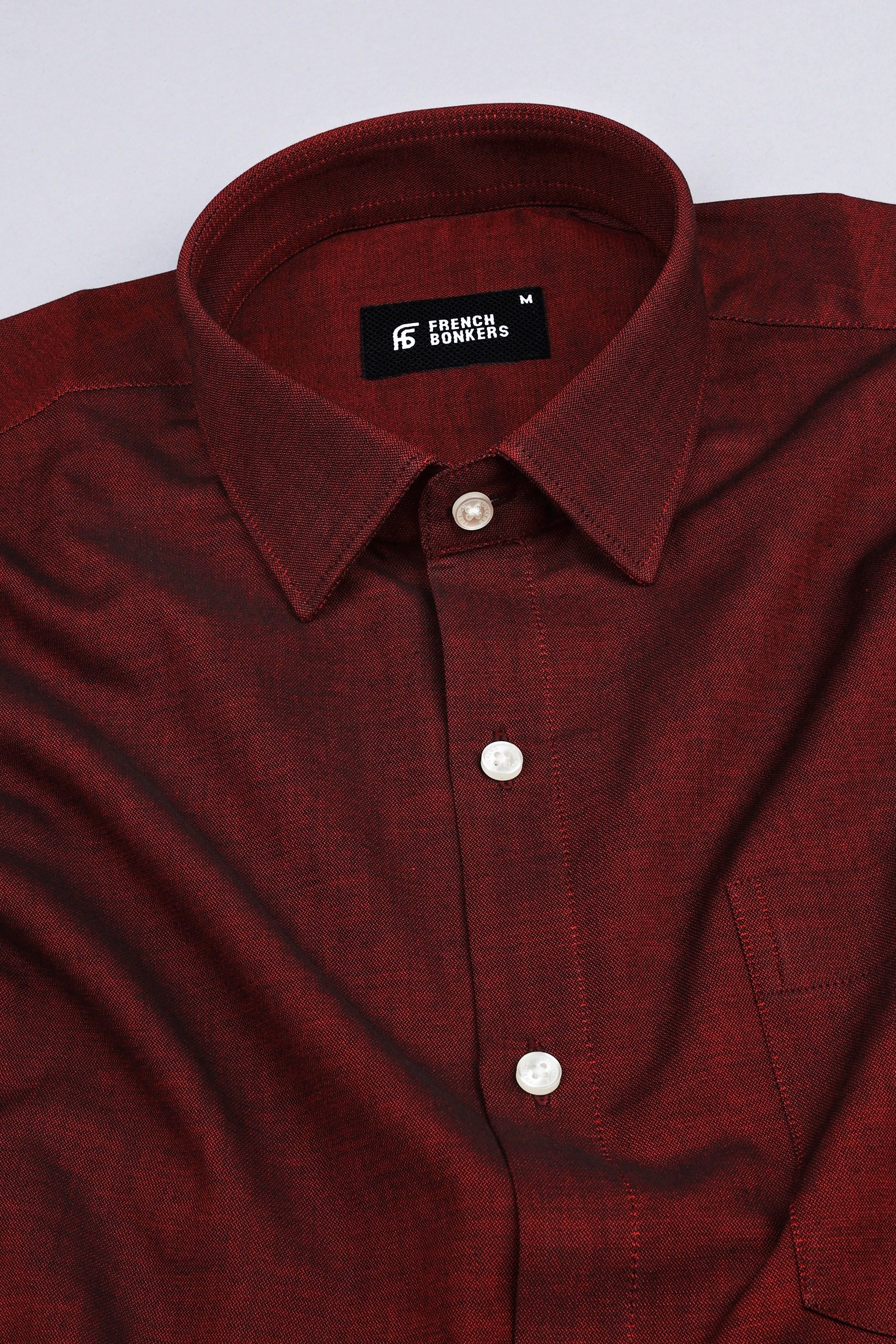 Red with black two tone chambray solid shirt