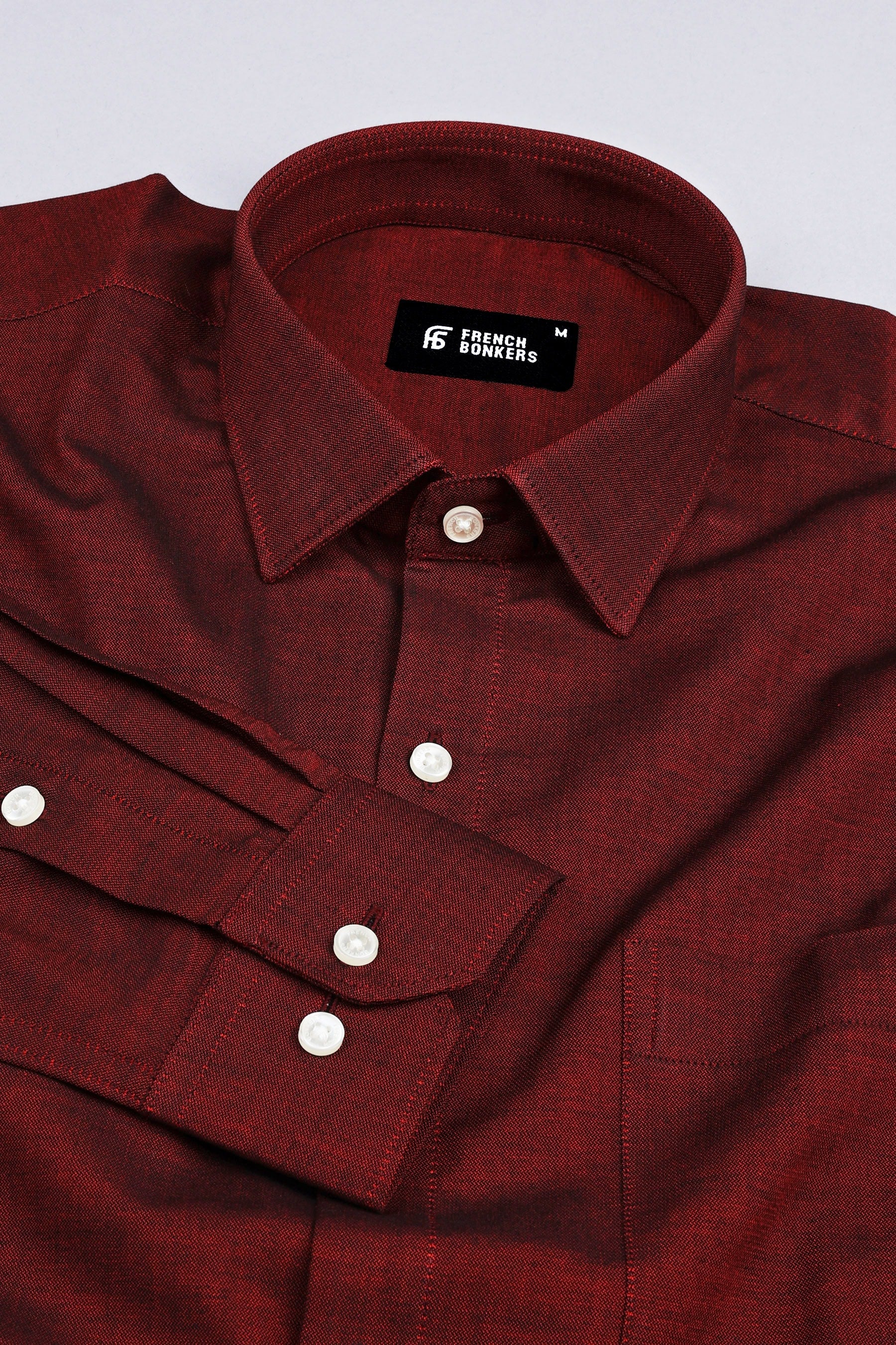 Red with black two tone chambray solid shirt