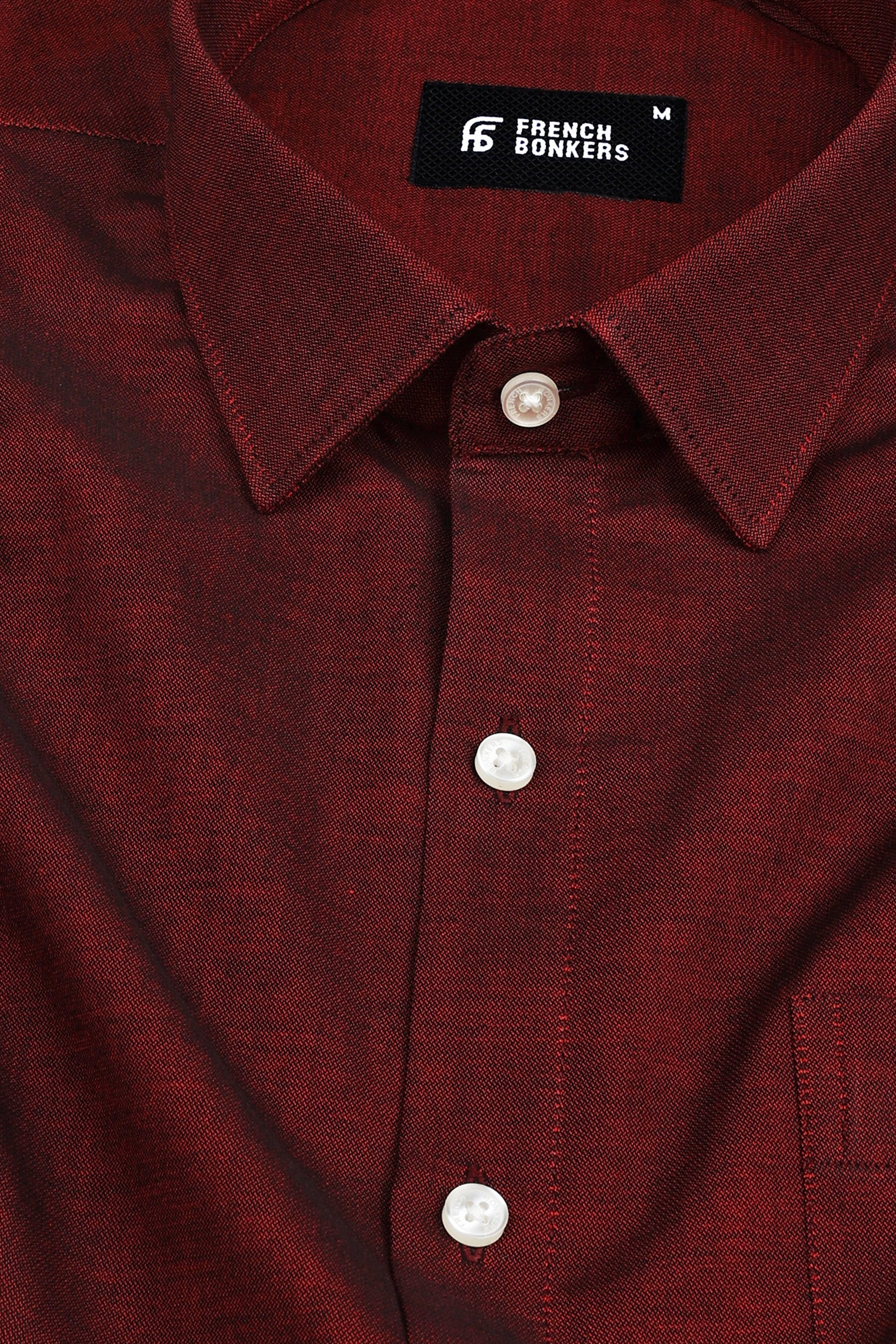 Red with black two tone chambray solid shirt