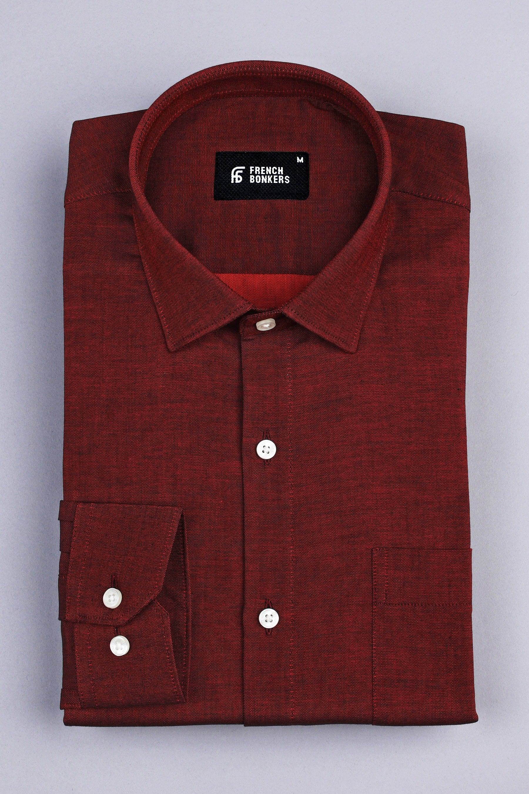 Red with black two tone chambray solid shirt