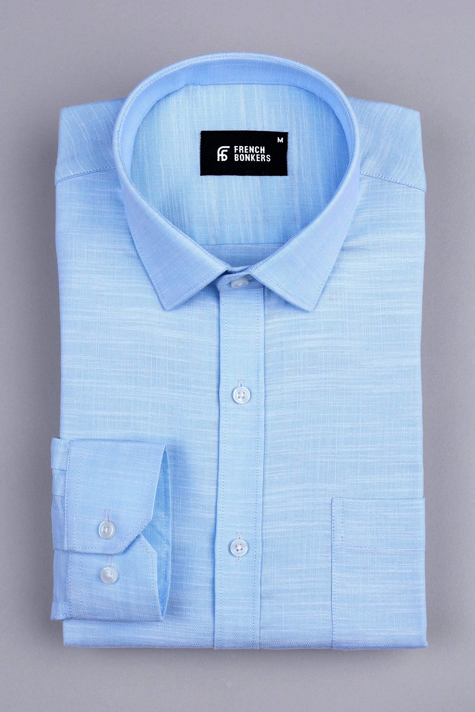 Light blue with white ruff lines solid shirt