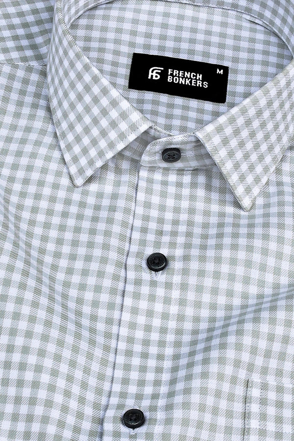 Classic grey with white twill check shirt