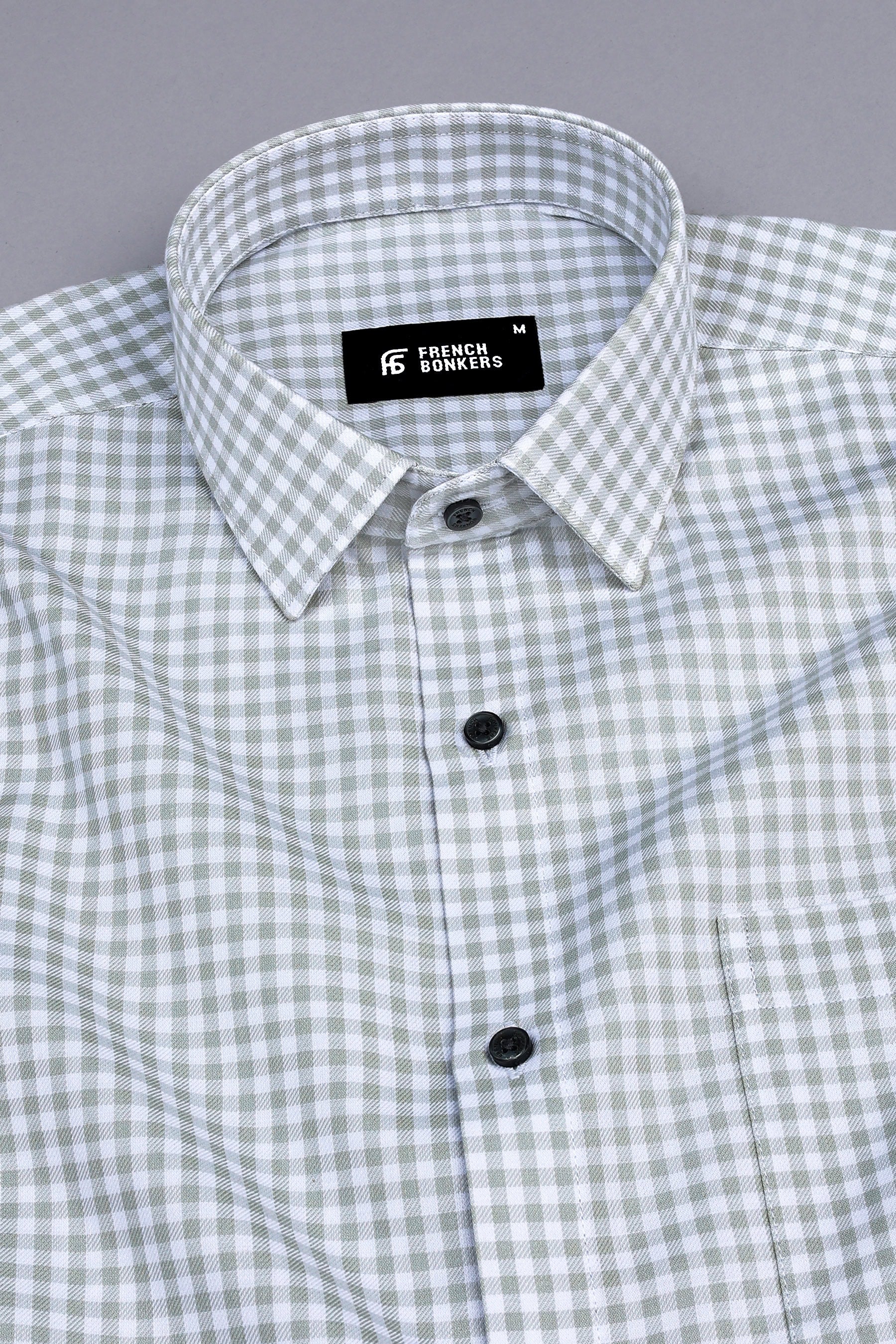 Classic grey with white twill check shirt