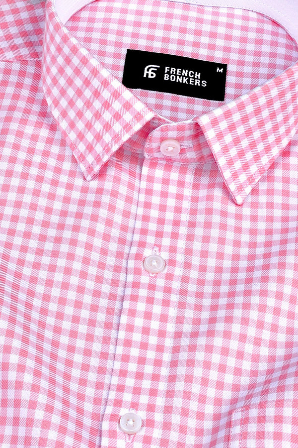 Classic baby Pink with white twill check shirt