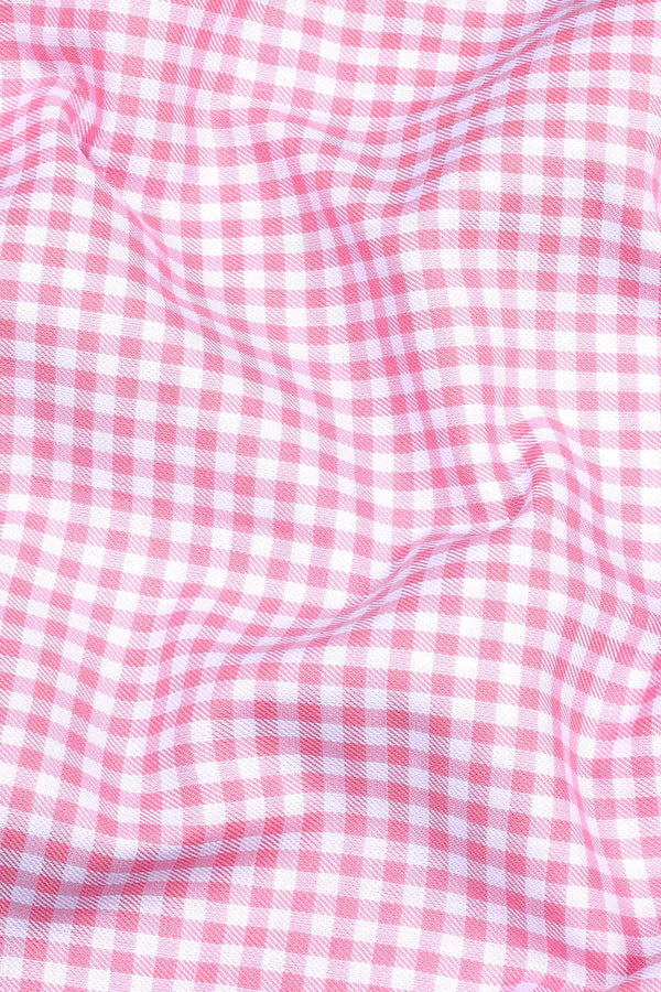 Classic baby Pink with white twill check shirt