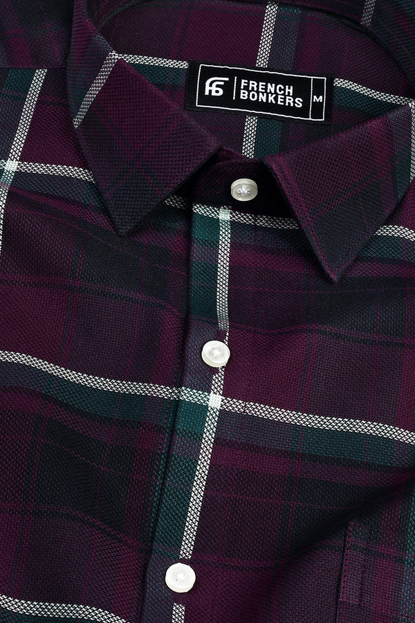 Dark Purple with black windowpane check shirt