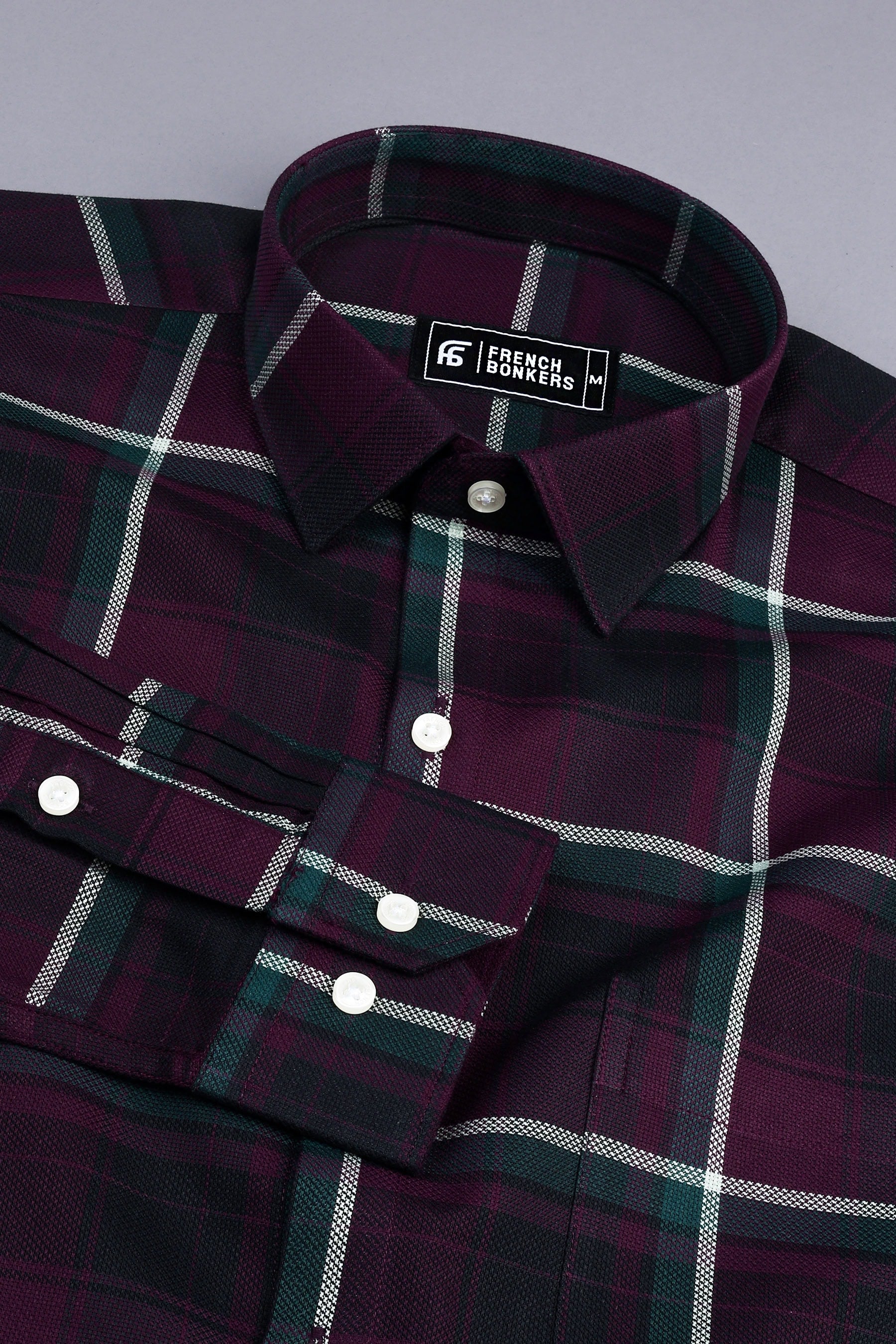 Dark Purple with black windowpane check shirt