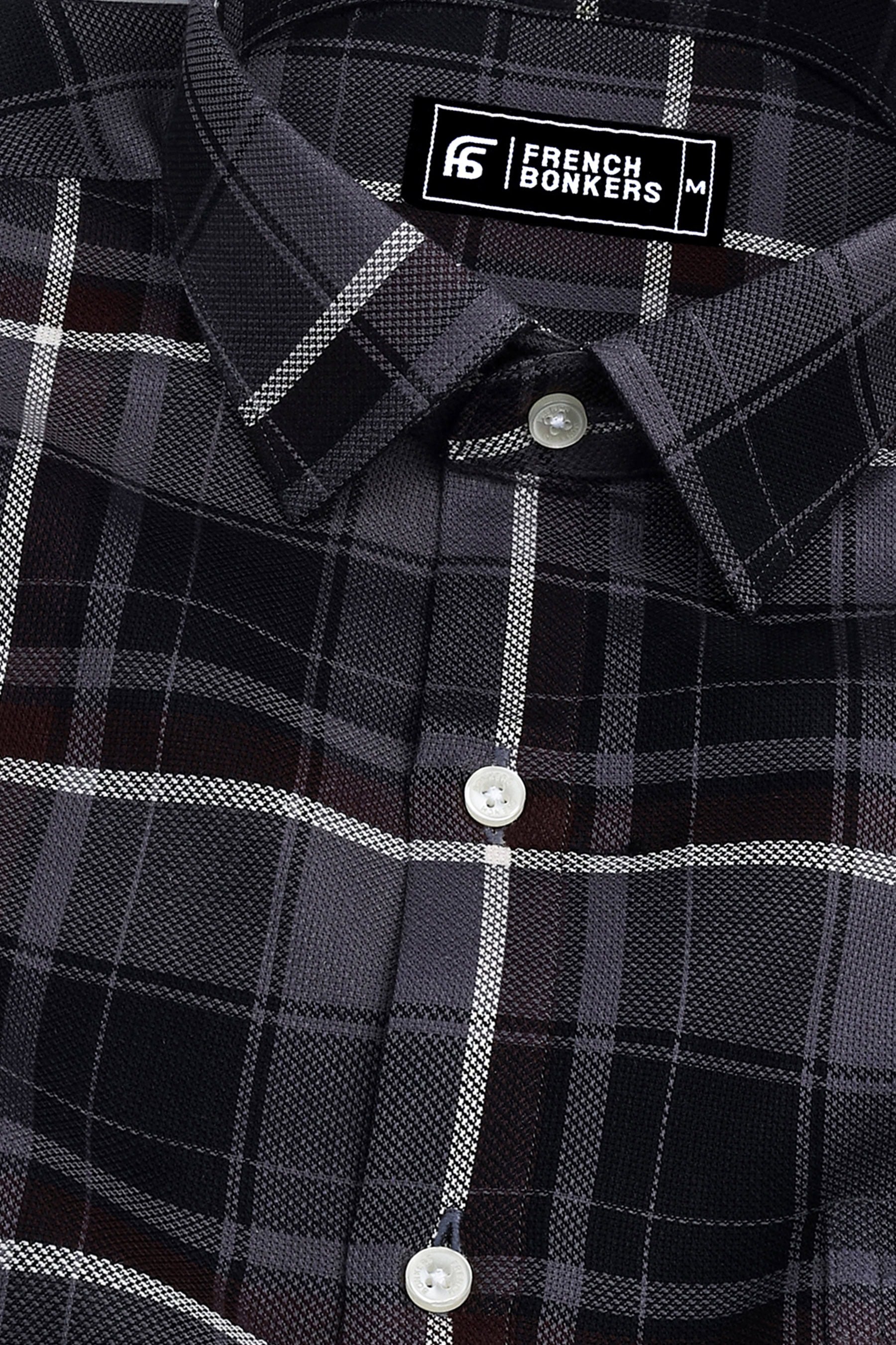 Jade black with grey windowpane check shirt