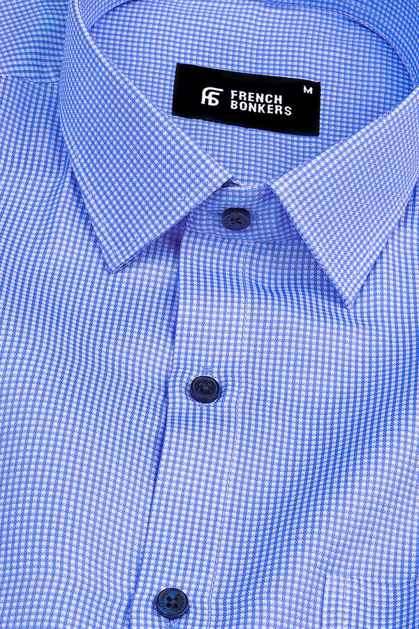 Dapper dark royal blue mini check shirt