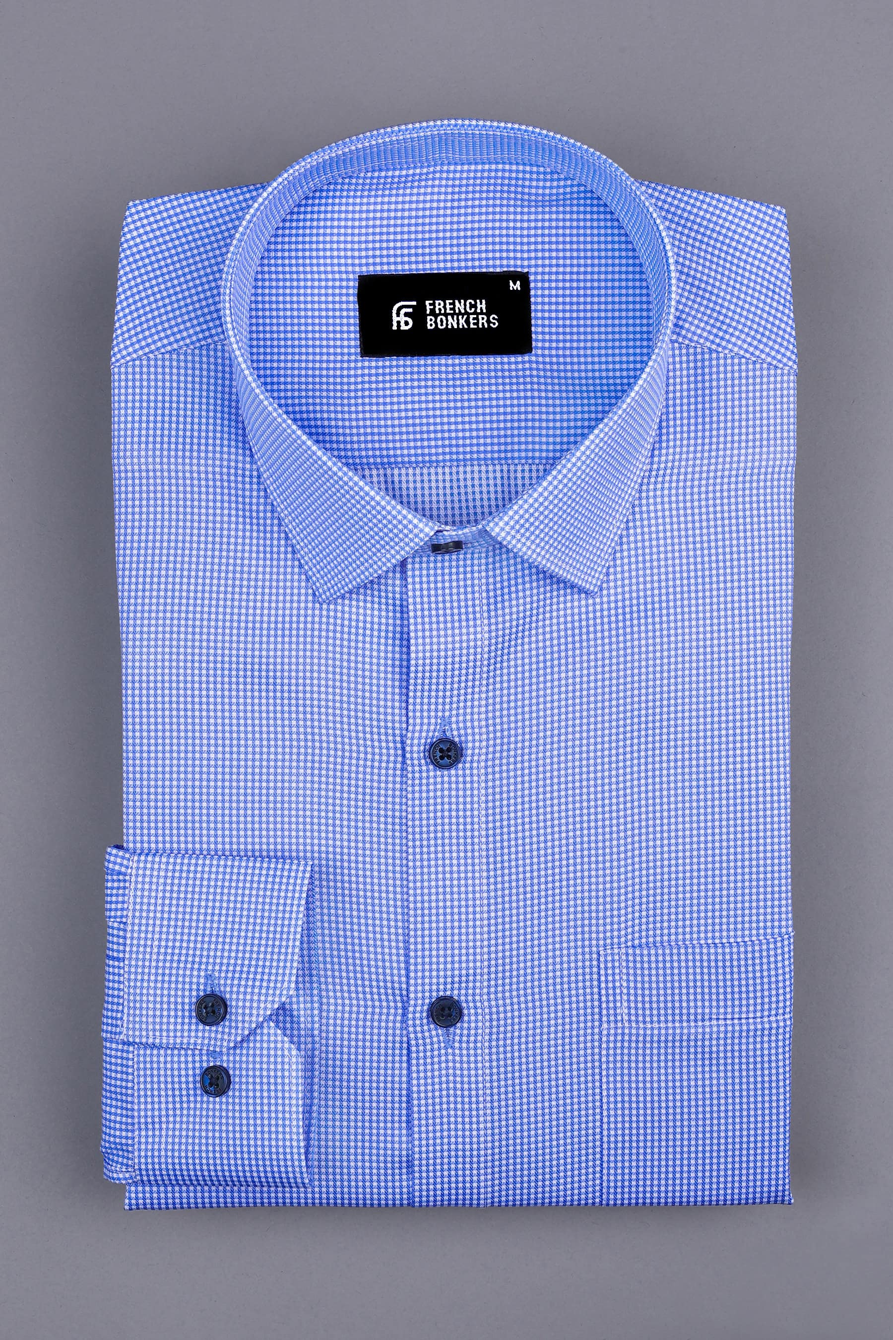 Dapper dark royal blue mini check shirt