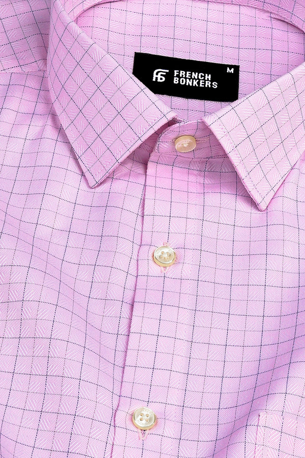 Pink with grey and blue Line check shirt