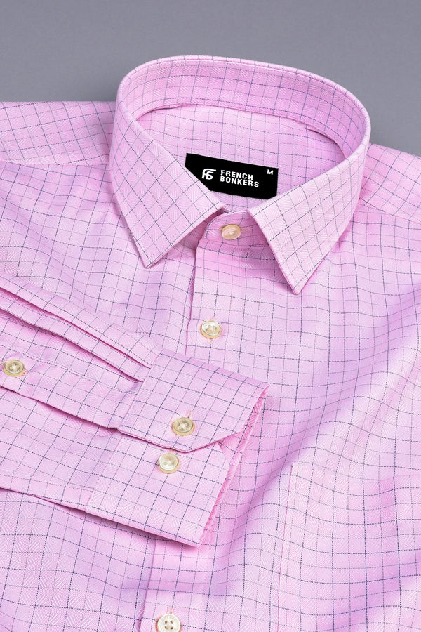 Pink with grey and blue Line check shirt