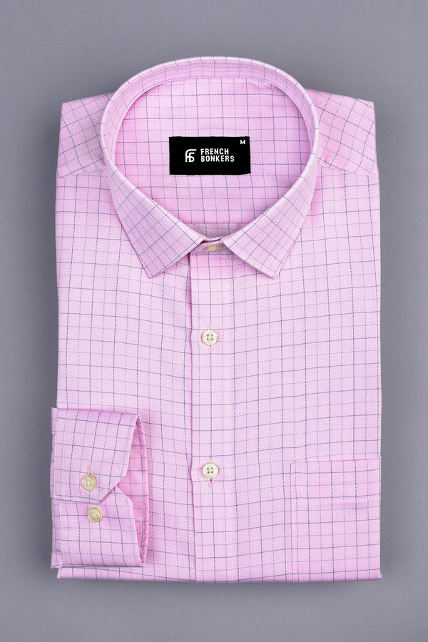 Pink with grey and blue Line check shirt