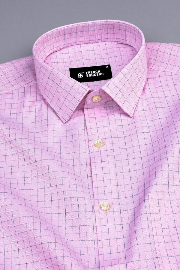 Pink with grey and blue Line check shirt