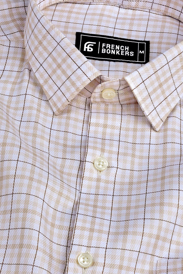 Victory Light brown box check shirt