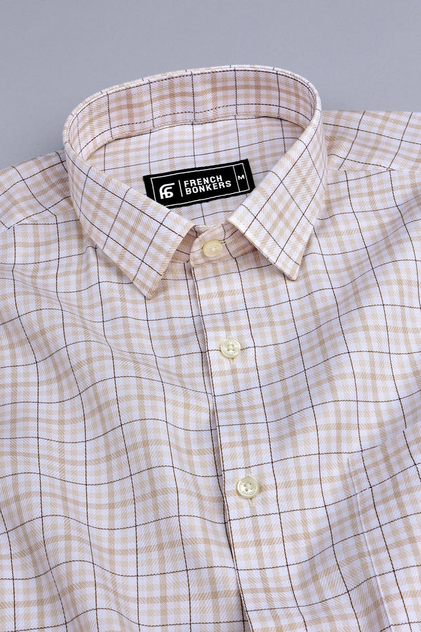 Victory Light brown box check shirt