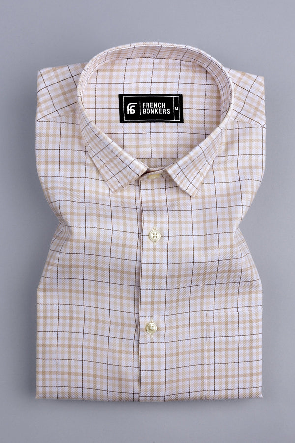 Victory Light brown box check shirt