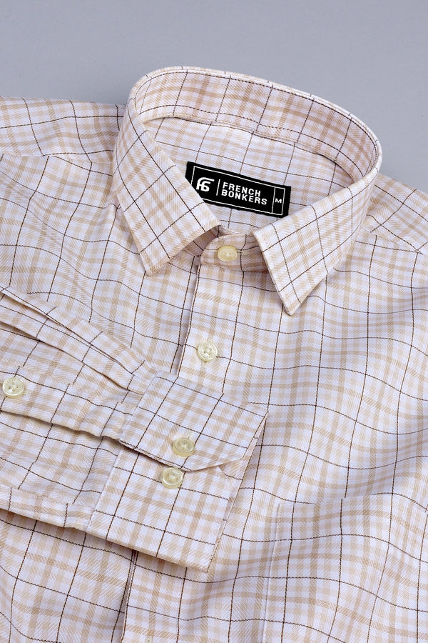 Victory Light brown box check shirt