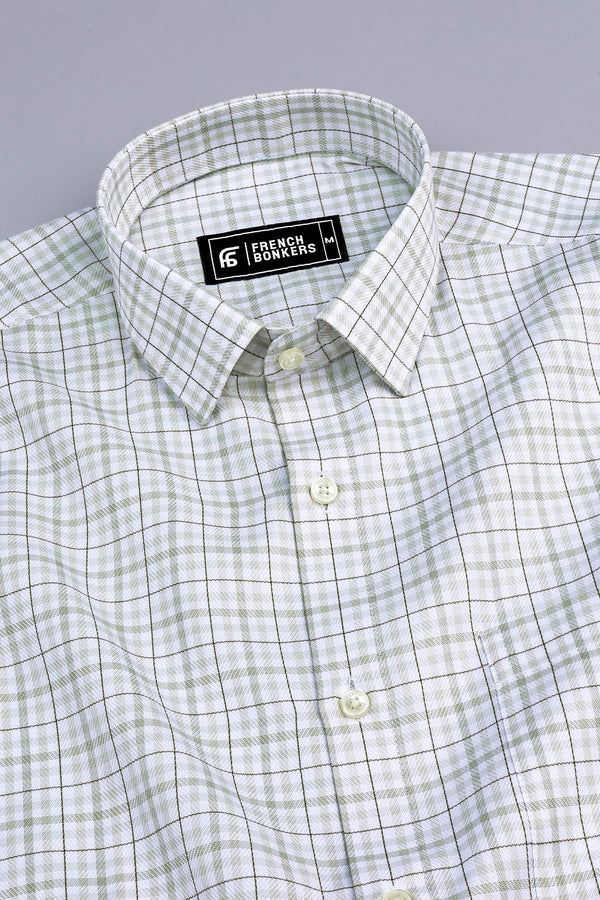 Victory Light olive box check shirt