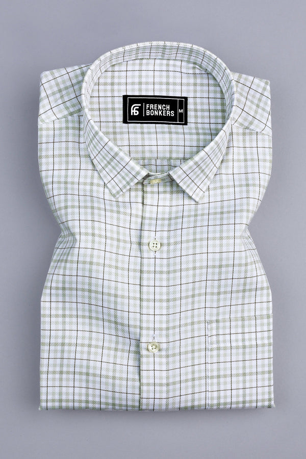 Victory Light olive box check shirt