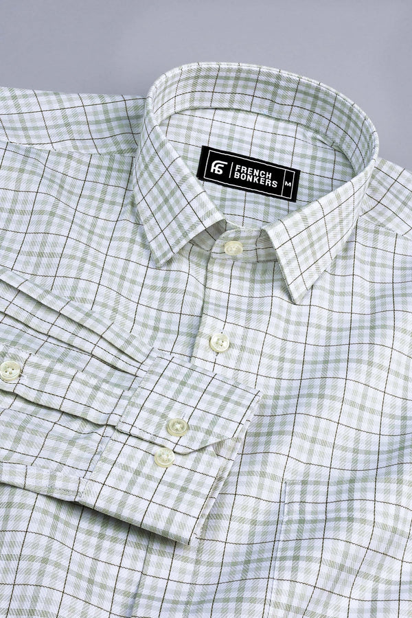 Victory Light olive box check shirt