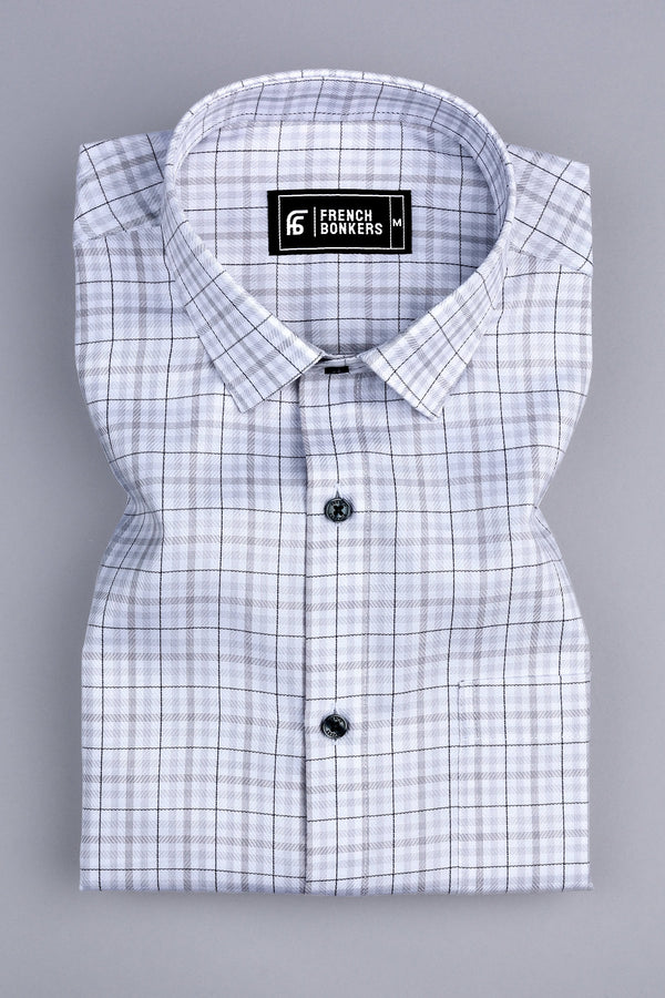 Victory Light grey box check shirt