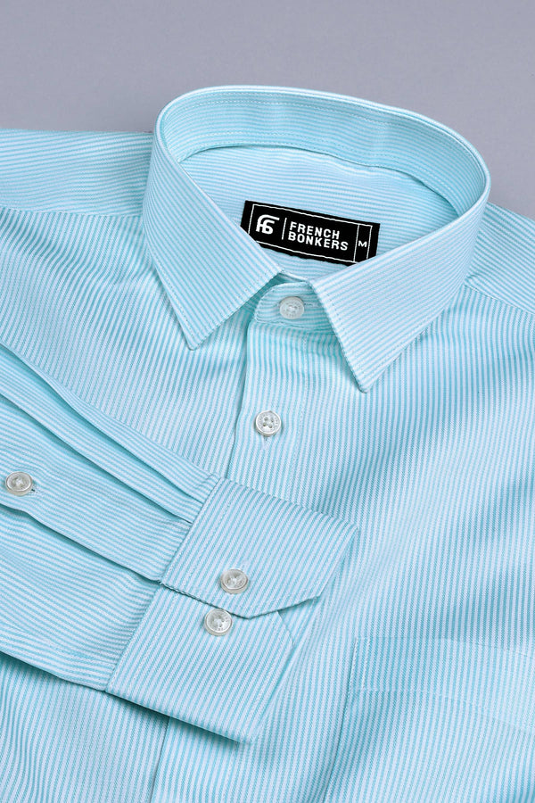 Masculine sky blue stripe shirt