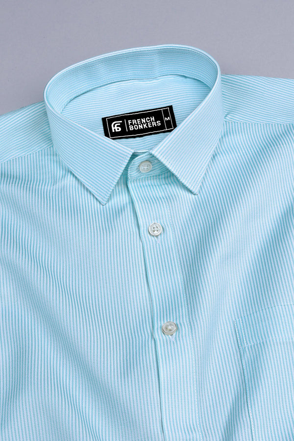 Masculine sky blue stripe shirt