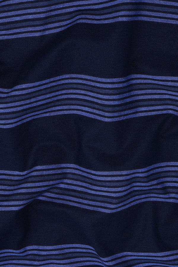 Dark blue with royal blue line cotton stripe shirt