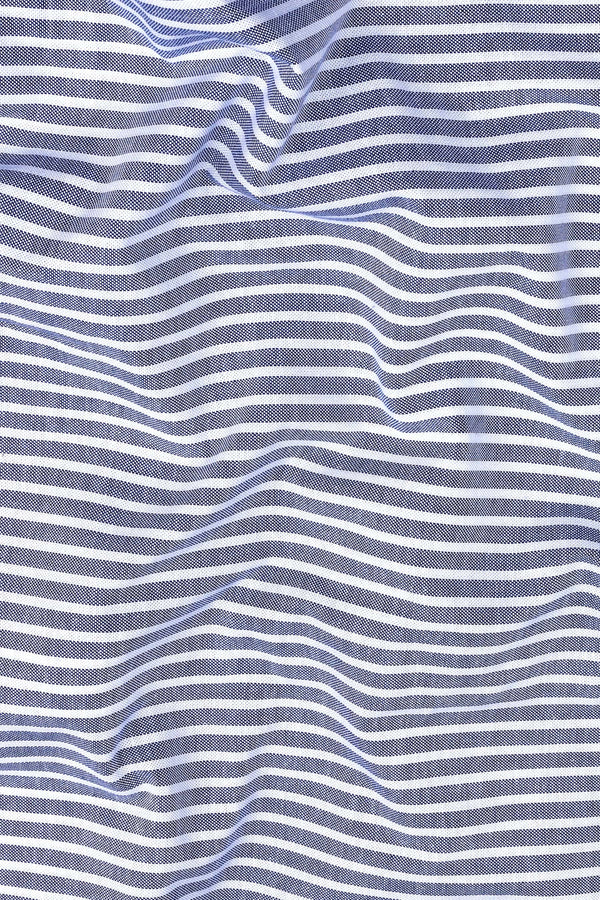 Navy blue with white line oxford stripe shirt