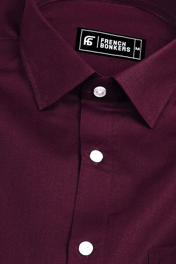 Shiny dark brown cotton linen shirt