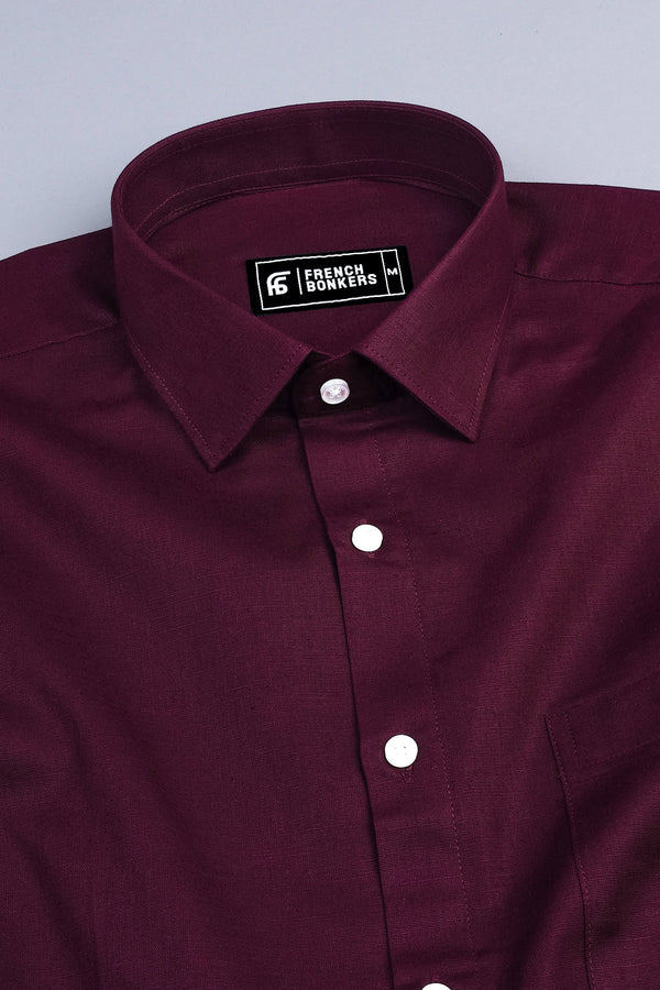 Shiny dark brown cotton linen shirt