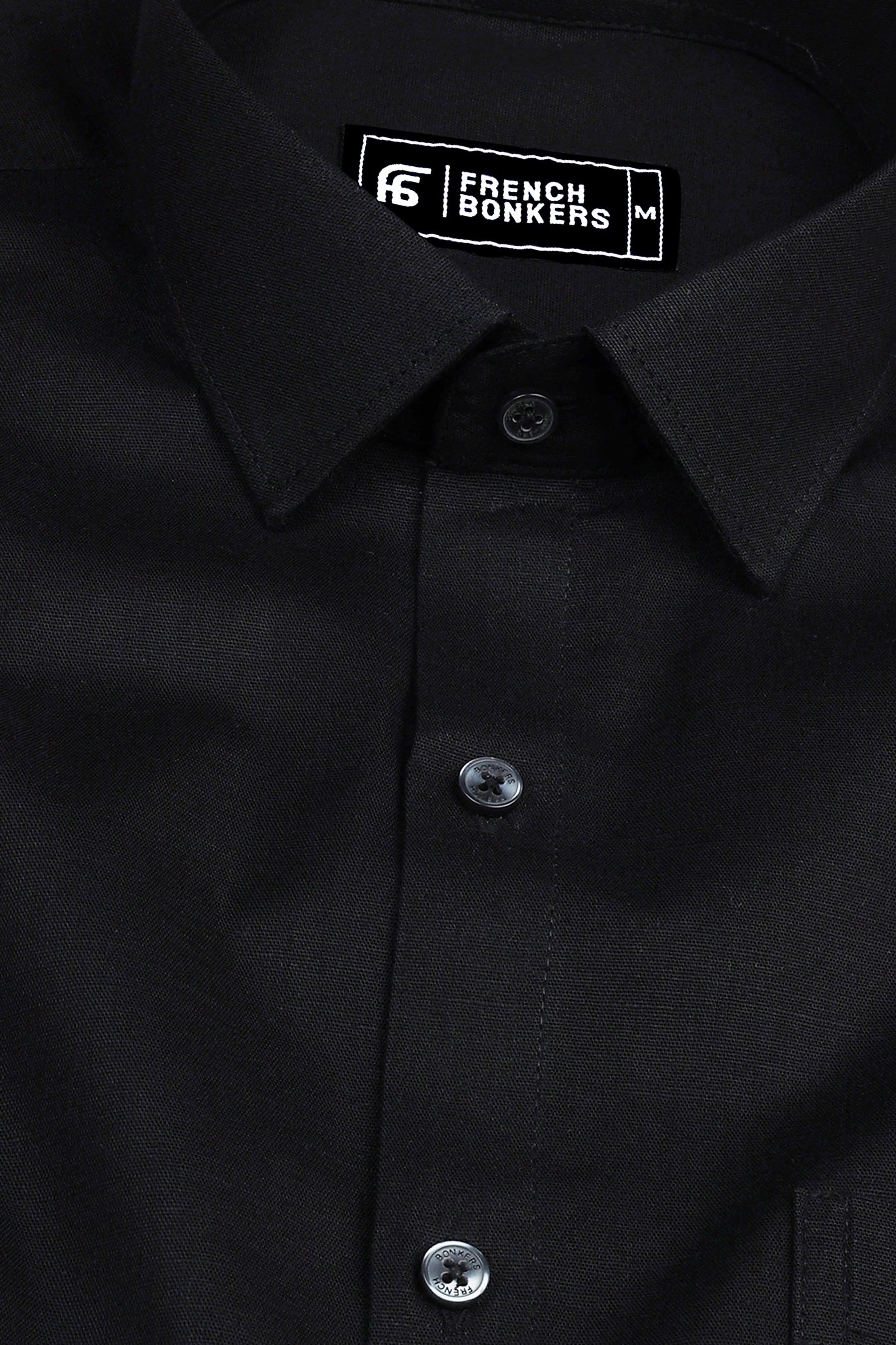 Metal black cotton linen shirt