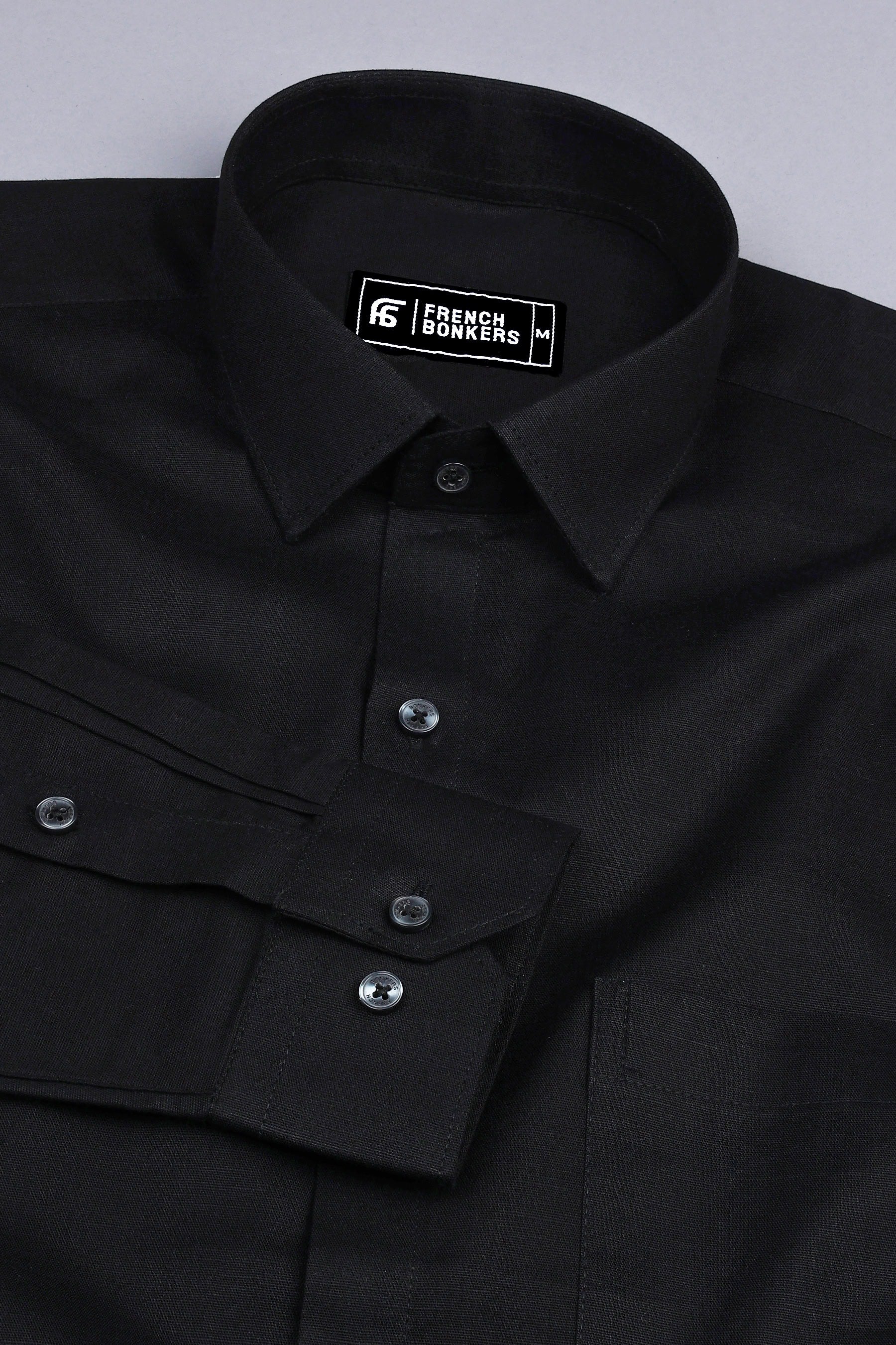 Metal black cotton linen shirt