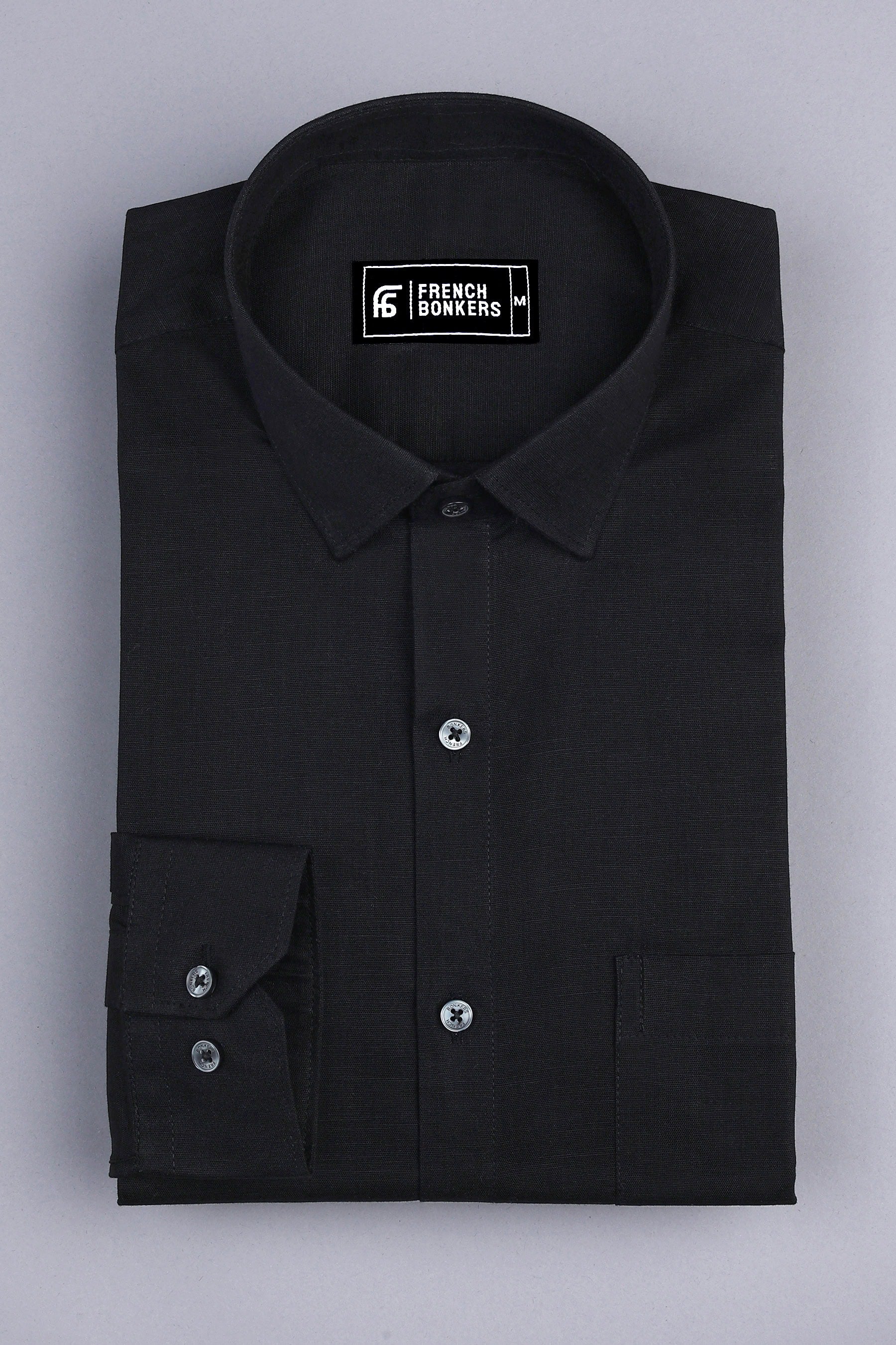 Metal black cotton linen shirt