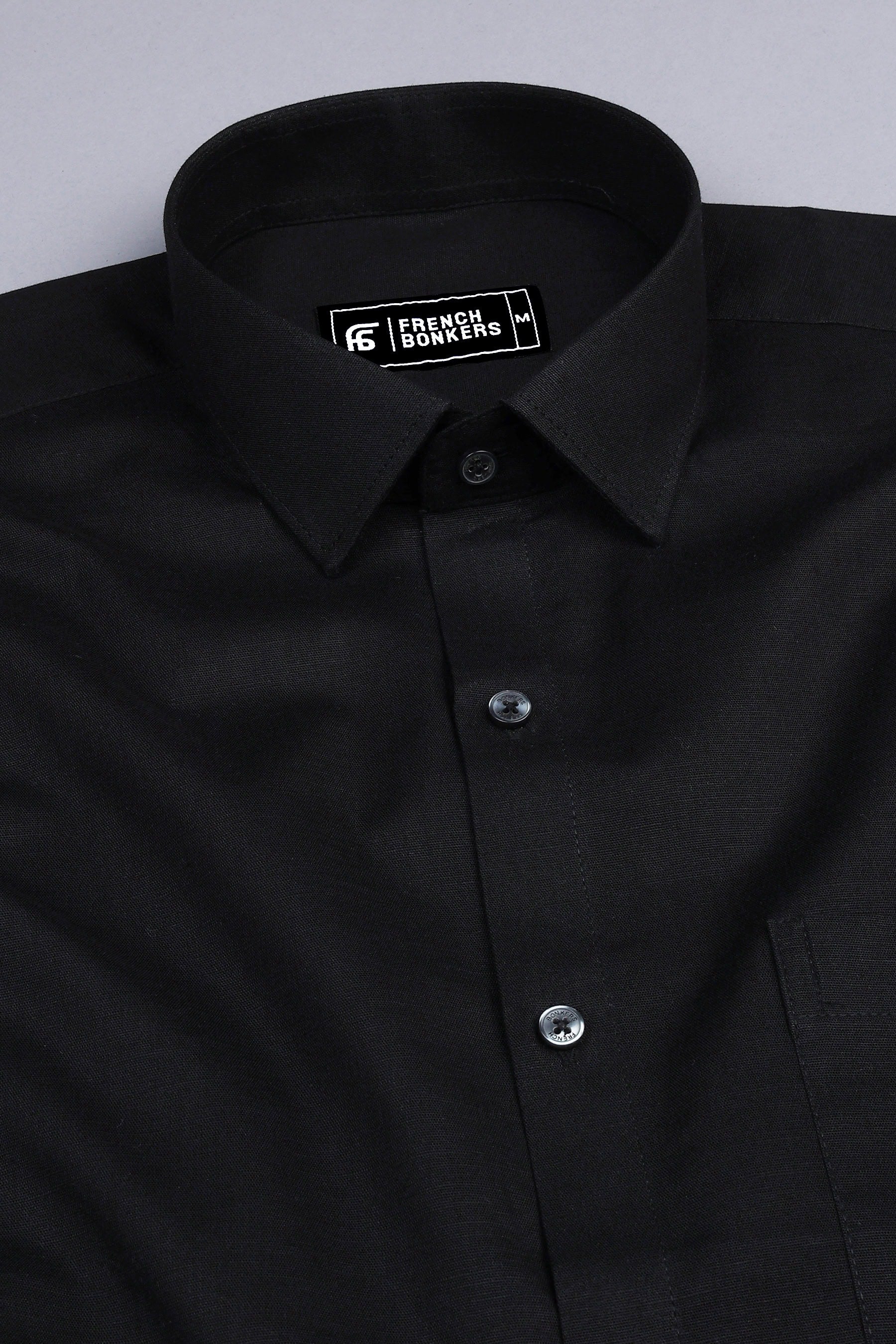 Metal black cotton linen shirt