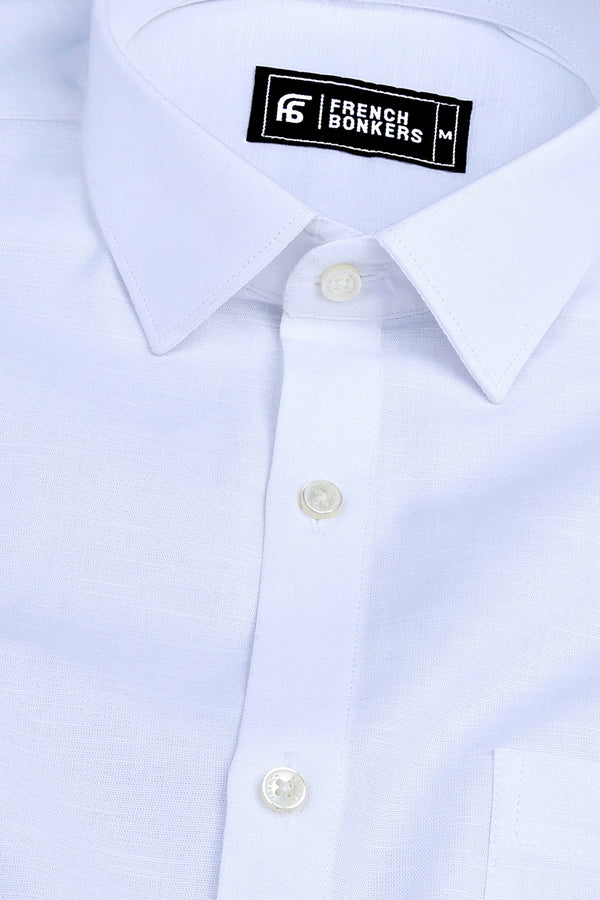 Shiny white cotton linen shirt